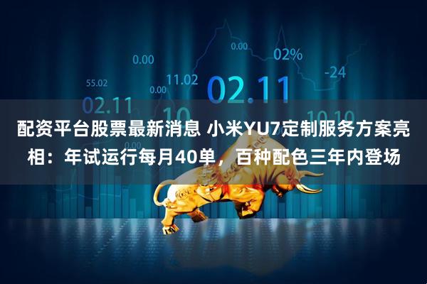 配资平台股票最新消息 小米YU7定制服务方案亮相：年试运行每月40单，百种配色三年内登场